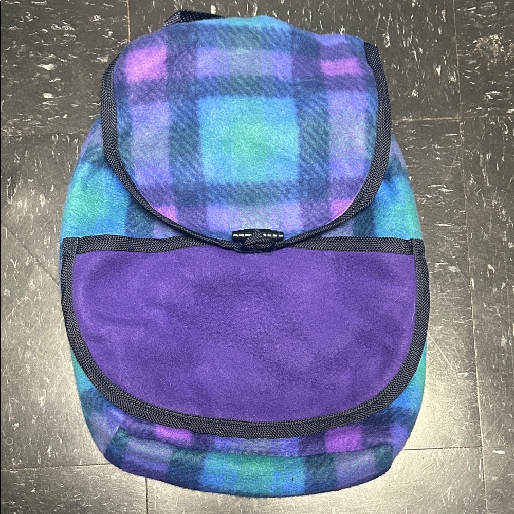 Plaid Kids Backpack - Purple and Blue